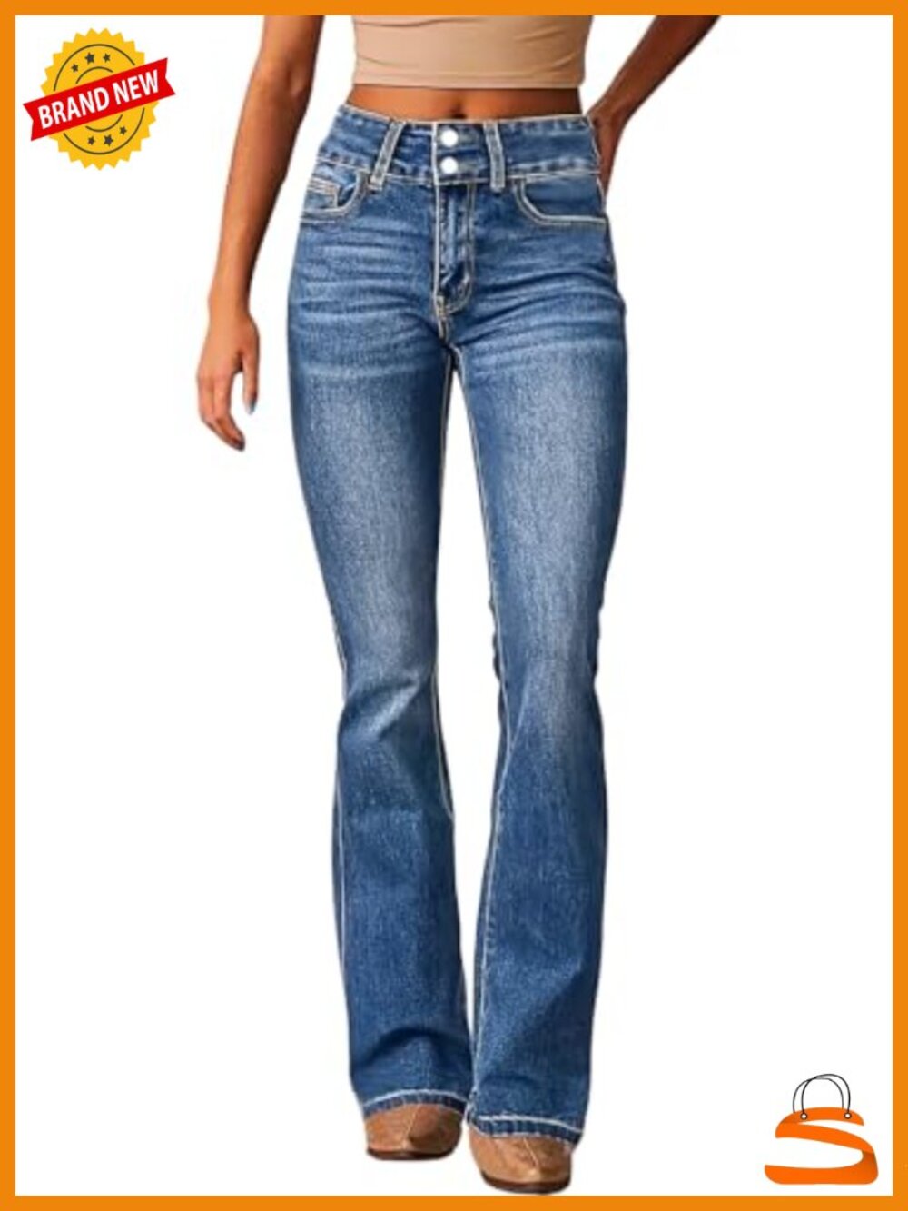 High Waisted Flared Bell Bottom Stretch Denim Jeans Bootcut
